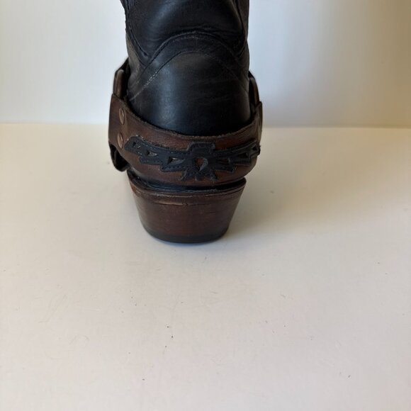CODE WEST Mens SZ 9.5 Black Leather Ring Harness Motorcycle Western Biker Boots - Picture 6 of 16